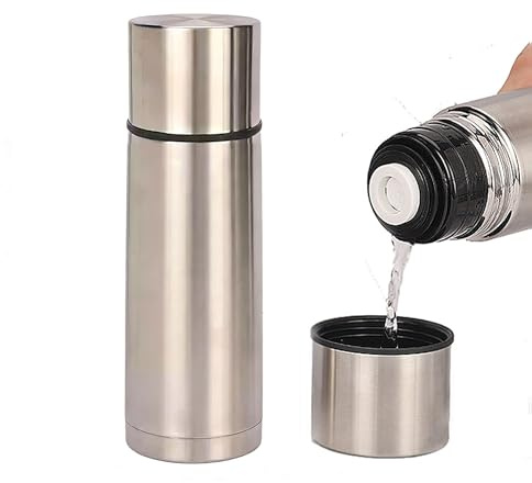 Thermal Flask with Cup Insulated Stainless Steel Water Bottle 350ml Small Coffee Mug Travel Vacuum Tumbler Double Wall Vacuum Flask with Lids Mini Metal Silvery