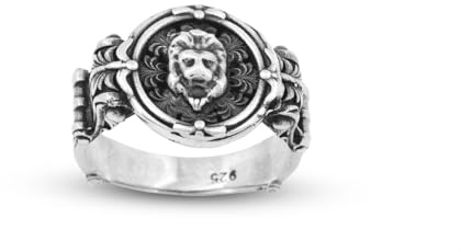 Jewellery Pit - Löwenring, Silber Siegelring, Tier, Gothic Ring, Statement Ring, Vintage Ring, Ring für den kleinen Finger, Sterling Silber Ring, Geschenk für ihn, handgefertigt