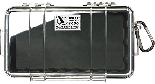 PELI 1060 skyddande mikrolåda för små föremål, IP67-vatten- och dammtät, 1,3 liters kapacitet, tillverkad i USA, genomskinlig/svart foder