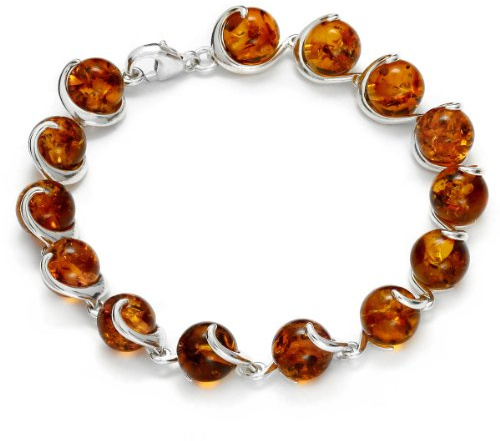 InCollections Damen-Armband 19 cm 925 Sterlingsilber mit Bernstein