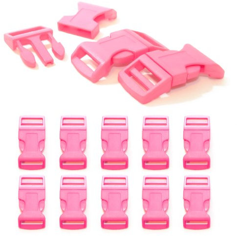 Ganzoo Klickverschluss aus Kunststoff im 10er Set, Klippverschluss/Steckschließer/Steckverschluss für Paracord-Armbänder, Hunde-Halsbänder, Rucksack, Farbe: pink