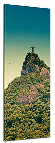 Bilderdepot24 Bild auf Leinwand | Corcovado Rio De Janeiro - Brasilien in 30x90 cm als Panorama Wandbild | Wand-deko Dekoration Wohnung modern Bilder | 170203