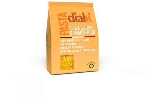 Dialsi Sternchen, glutenfreie Nudeln aus Mais und Reis, mit Bronze gezogen, 100 % italienische Zutaten, ohne Zusatzstoffe, Kochen 8-9 Minuten, Packung mit 300 g