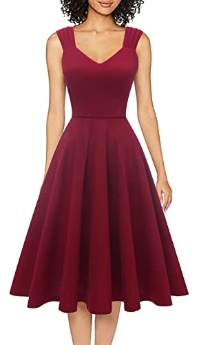Cocktail Dresses Women Formal Wedding Guest Church Dress Burgundy 2XL