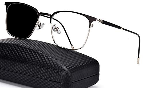 Man's Retro Photochrome Lesebrille, Dual-Use-Brille mit Fern- und Nahbereich, multifokale Progressive Brille mit Dioptrien, intelligente Sonnenbrille mit Farbwechsel, Anti-Augen-Ermüdung