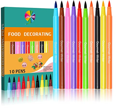 10 Pcs Color Edible Pigment Pen, Food Coloring Pens, Edible Markers for Cookie Decorating, Fondant Cake Decorating Tools Cake DIY Draw Tool