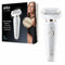Braun Silk-épil 9 Flex, Epilierer Damen / Haarentferner mit flexiblem Kopf, kabellose Epilation, breiter Kopf mit 40 Pinzetten, 9-001, weiß/gold