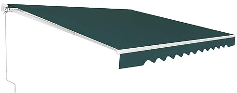 DREAMADE Gelenkarmmarkise 300x250cm, einziehbare Markise mit Handkurbe, Anti-UV&wasserdicht, Sonnenmarkise, 5°-35° einstellbarem Winkel, aus Metall&Polyester, für Garten, Balkon, Restaurant (Grün)