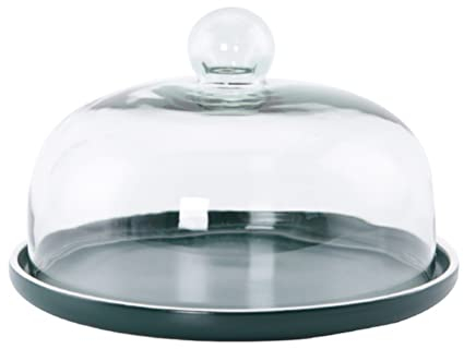 Kuchen Glocke mit Keramik Kuchenständer Transparent Glasglocke Käseglocke Käse Torten Kuchen Glashaube Tortenglocke Lebensmittel Haube Abdeckung Kuchen Abdeckhaube für Speise Eseen Cover