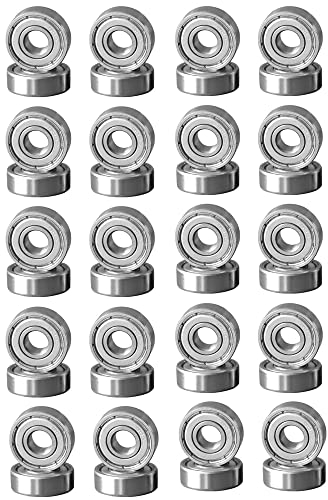 Cuscinetto a Sfere 608ZZ, 20PCS Cuscinetti a Sfera in Miniatura con Doppia Schermatura Metallica, Misura per Cuscinetti per Skateboard, Spinner - 8x22x7 mm