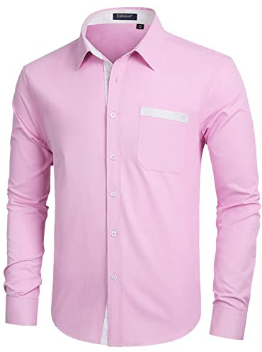 Enlision Camicia Uomo Elegante Manica Lunga Regular Fit Camicia Matrimonio Casual Camicie Classiche da Cerimonia Business con Tasca