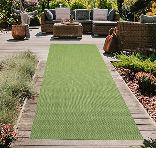 Teppich-Traum In- & Outdoor Teppich Sisal-Optik Uni Grün 80x150 cm | Pflegeleicht, wetterfest, UV-beständig, robust und schmutzabweisend, für Balkon, Terrasse, Garten, Wintergarten & Küche