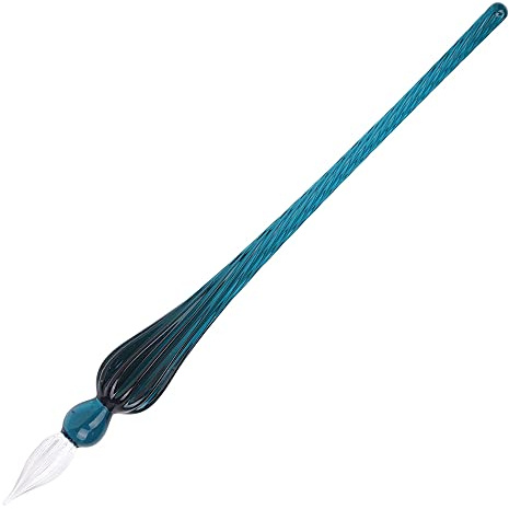 Herbin 21437T - Glasfeder, rund, 18cm, ideal für Kalligraphie, 1 Stück, Blau