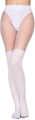 Annes styling Schwarze Strumpfhose Overknee hohe Socken Nachahmung 20/60 DEN, Bianco Luana M/L