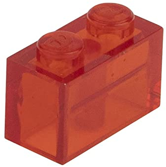 CMC imports 50 Klemmbausteine Bausteine 1x2 Noppen Kompatibel freie Auswahl 34 Farben (224 - Rot - Transparent)