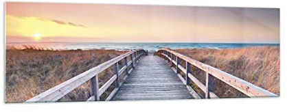 Panorama Bilder auf Glas 160x50cm Glasbild Weg Meer Brücke Groß XXL Wanddeko Bild im Glas Schlafzimmer Küche Wandbilder Dekoration Wohnzimmer Modern Wall Decor Wand Kunstdruck Art GAB160x50-4948