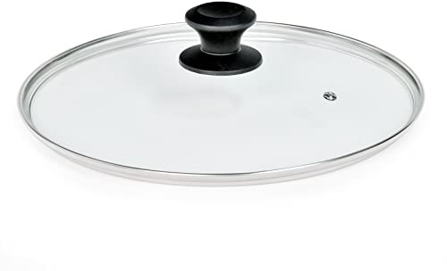 12 Glass Lid for Frying Pan, Tempered Replacement Cover Compatible with All 12 inches Cookware for Skillets, Round Cast Iron, Cast Aluminium, Stainless Steel Pans &Pots