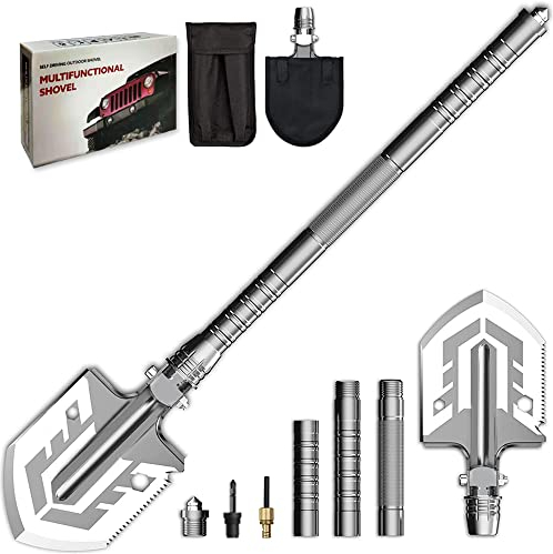 YANTOO Pala da Campeggio ed Escursionismo, Kit Vanga Multiuso Portatile Pieghevole Staccabile, Pala di Salvataggio per Campeggio, Spiaggia, Esterno, Pesca, Giardinaggio, Emergenza Auto.