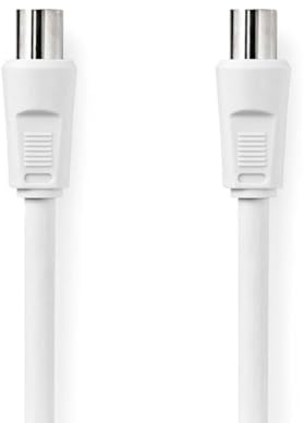 Nedis Cable coaxial, conector IEC (coaxial), hembra IEC (coaxial), niquelado, 75 ohmios, doble apantallamiento, 1,50 m, redondo, PVC, blanco, bolsa de plástico
