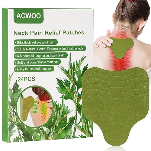 ACWOO 24PCS Neck Pain Relief Patch, Knee Patches Pain Relief Plaster with Natural Wormwood, Long Lasting Effect Warming Herbal Arthritis Pain Relieving Patch for Neck/Knee/Back/Shoulder/Joints
