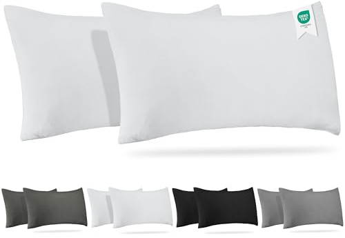 Barbons Federe 40x70 bianco set di 2-100% Jersey di Cotone - Copri Cuscino per Letto - Fodera Protezione 40 x 70 cm