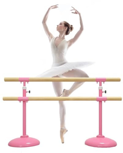 Ballettstange Rosa Doppelschicht-Ballettstange aus Stahl, verstellbare Beindruckstange mit 7 Höhen, ideal für Dehnübungen (Color : Pink, Size : 1.5M/5FT)
