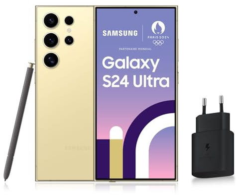SAMSUNG GALAXY S24 Ultra, Smartphone Android 5G, 512 Go, Chargeur secteur rapide 25W inclus [Exclusivité Amazon], Smartphone déverrouillé, Ambre, Version FR