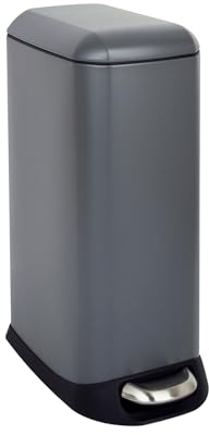 SVITA TS20 Mülleimer Treteimer Abfalleimer 20l inkl. Inneneimer Kunststoff Pedal Softclose-Deckel rechteckig Küchen-Hilfe Grau