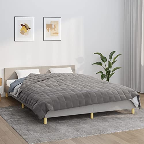 Manta ponderada gris 220 x 230 cm King 15 kg tela