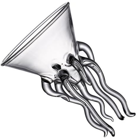Garneck Octopus Cocktail Glass 150ml Water Jellyfish Wine Glass Vintage Decorative Crystal Goblet for Party Bar Drinking