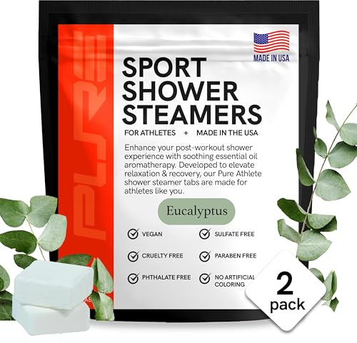 Pure Athlete Sports Steam for Shower Made with Natural Eucalyptus Essential Oil, Stress Relief and Sinus Muscle Recovery for Athletes, Best Birthday Gifts