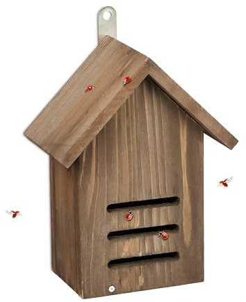 Relaxdays Hôtel à Insectes, en Bois Non traité, pour coccinelles, à Suspendre, H x L x P : 22 x 17 x 10 cm, Marron