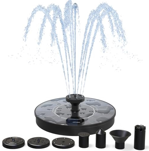 AISITIN Fontana Solare da Giardino Esterno,Pompa Solare per Fontana, da Esterno Kit Pompa per Fontana Solare con 6 Effetti Ugelli per Laghetto, Piscina, Vaso dei Pesci e Bagno per Uccelli