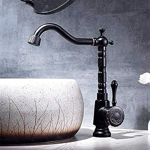 Wasserhahn Antik Kupfer Badarmaturen Waschtischarmaturen Messing Öl eingerieben Bronze Schwarz Waschtischarmatur Badezimmer Heiß Kalt Mxier Wasserhahn,Tropfsicher