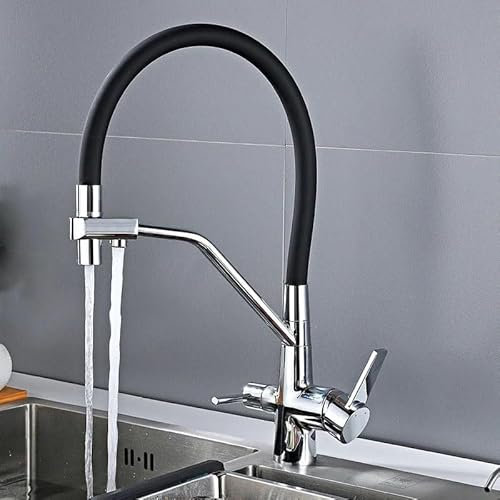 ZYCDP Spültischarmatur Küche 3 Wege, 360° Drehba 3 In 1 Mischbatterie Wasserfilter, Trinkwasser 3 Wege Küchenmischbatterien, Chrom