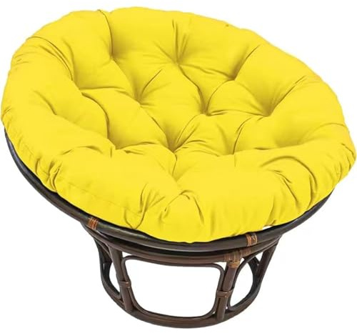 AHSBND Large Round Papasan Chair Cushion, Thick Outdoor Rocking Chair Cushion, Rattan Hanging Basket Cushion, Egg Nest Replacement Pad(Yellow,60 * 60cm)