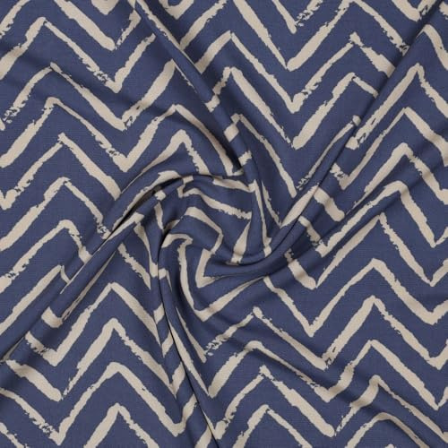 Viskose Webware Viskosedruck Radiance ZIG ZAG | 4 Farben | Meterware | ab 50x140cm (jeans)