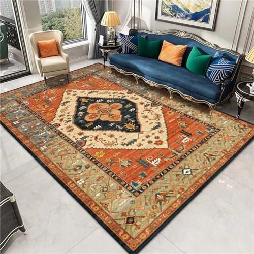 RUGMRZ Home Teppich Outdoor Tepiche Für Kinderzimmer Rotes Blumenmuster rechteckiger Flächenteppich Vintage Teppich schalldicht Webteppich 60X90CM