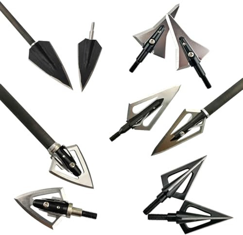 Poearcus Bogenschießen Klingenpfeile Jagdpfeile mit Gewinde Abnehmbare Pfeilspitzen für Compound-Pfeile Recurve-Pfeil (6, Type 3)