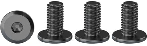 Drenky Tornillos de cabeza plana hexagonal, M4, negro, tornillos de cabeza alomada de acero inoxidable A2 V2A, rosca completa, M4 x 12 mm, 20 unidades