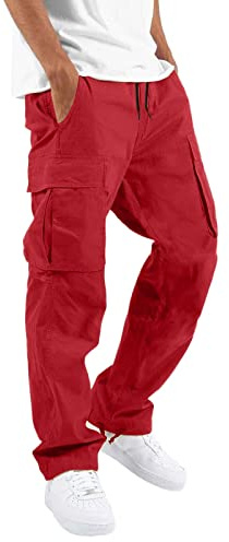 Pantalones Cargo Hombre Pantalones Correr de Trabajo Deportivo Chándal con Bolsillos Funcionales Pants Baggy Corte Casual Cordón de Ajuste Grande Talla Joggers Militar Pants