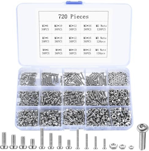 720 Pz M2 M3 M4 Kit Bulloni e Dadi, Set di Viti Bulloni e Dadi a Testa Cilindrica a Torx, Viti a Testa Tonda Torx, Kit di Assortimento Vite a Testa Bottone Torx, Bulloni Viti per Macchine