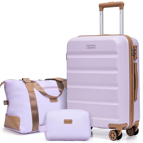 Eeeza Luggage Sets 3 Piece,Suitcases with Wheels,Carry On Luggage Set,ABS Hard Case Luggage with TSA Lock Spinner Wheels(3 Piece Sets,Purple(20/DB/TB))