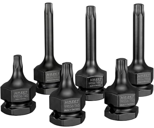 HAZET Kraft Schraubendreher-Steckschlüsseleinsatz-Satz 995S6/6 | 1/2 Zoll (12,5 mm) Vierkant hohl, 24 mm Außen-Sechskant, Antrieb 1/2 Zoll (12,5 mm) Vierkant hohl, 24 mm Außen-Sechskant