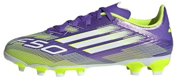 adidas Unisex niños F50 League Multi Ground Football Boots Kids, Purple Rush/FTWR White/Lucid Lemon, 32 EU