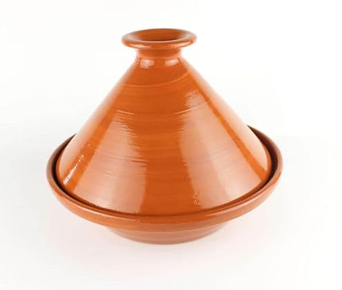 Tajine-Topf | Mehrere Muster und Farben | 25 cm und 30cm Durchmesser | ideal für 1-4 Portionen | Traditionell Marokkanischer, Nordafrikanischer Kochtopf (Terracotta, 25cm)