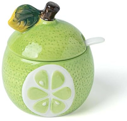Petits sucriers en céramique et Porcelaine avec Couvercle, Petits Pots en Forme de Fruits, Bols à sel et à Poivre, boîte à assaisonnement pour Bol à sel, Bol Bakey-Lime-0,3