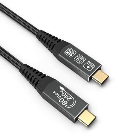 CAKOBLE Thunderbolt 5 Cable 1m, 80Gbps Data, Compatible with Apple Thunderbolt 5, USB4, 16K/8K@60Hz Video, 240W USB C Cable for MacBooks, Hub, Dock, M3, eGPU, Laptops, Display, Monitor