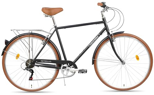 FabricBike Southken - Bicicletta da città da 28', bicicletta da città classica, bicicletta con cestino, sella confortevole, cambio a 7 velocità (Southken Matte Black, M-54cm)