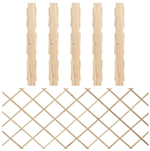 Homgoday Vallas Enrejado 5 uds Madera Maciza de Abeto 180x80 cm Valla de Enrejado Celosía Extendible de Mimbre Pantalla de Privacidad para Jardín Verde